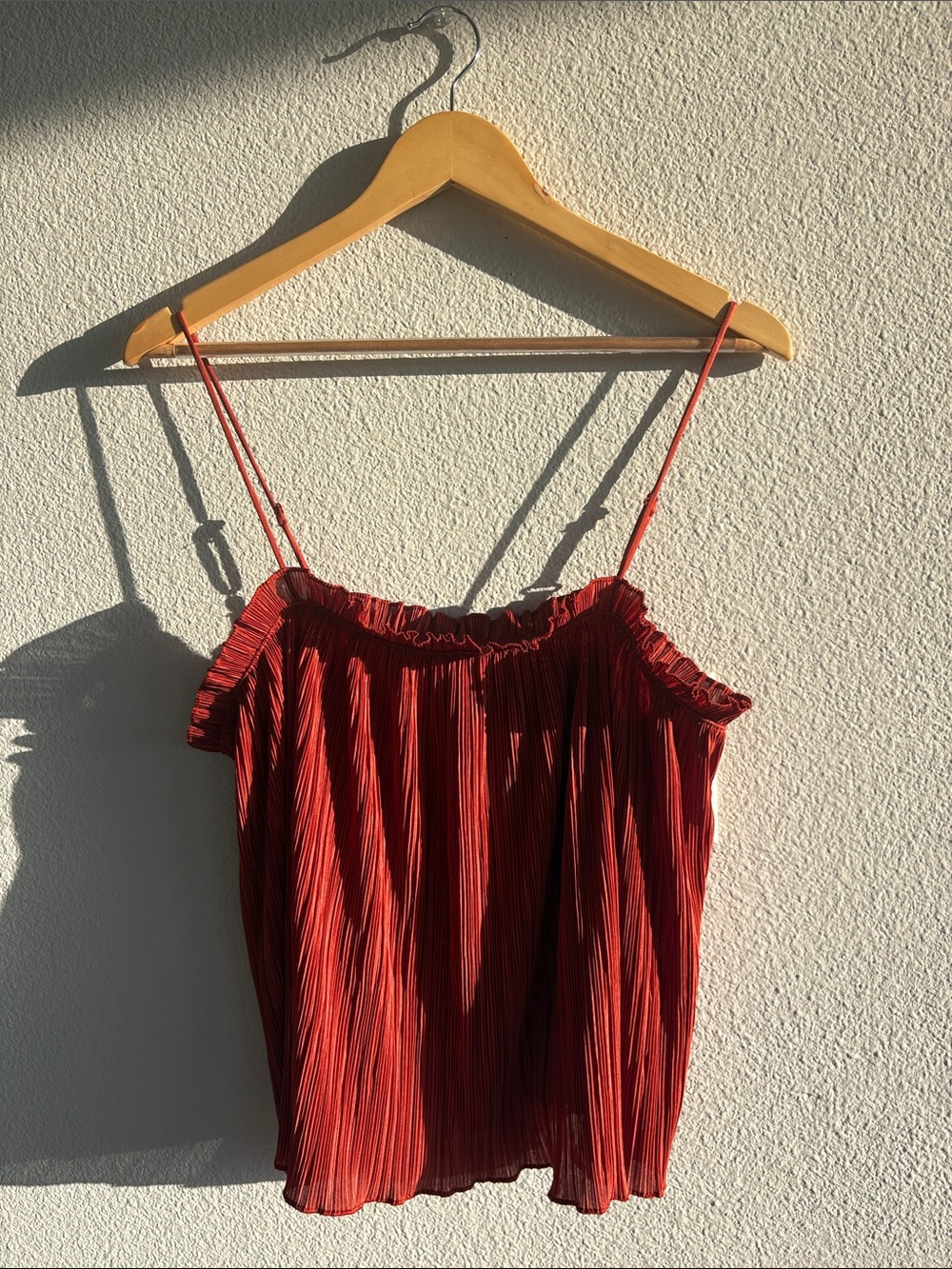 Madewell Red Pleated Spaghetti-Strap Cami